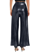 Lange Hose mit weitem Bein und Schnürung in Bronze